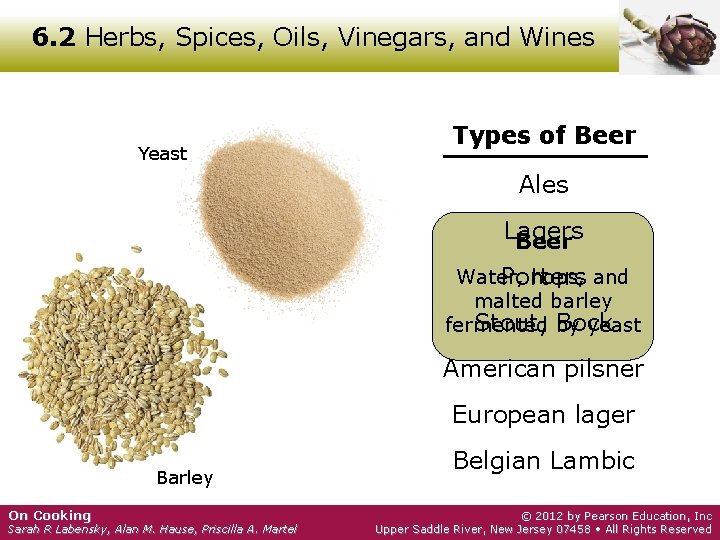 6. 2 Herbs, Spices, Oils, Vinegars, and Wines Yeast Types of Beer Ales Lagers