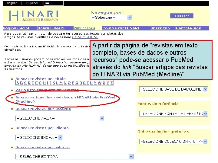 A partir da página de “revistas em texto completo, bases de dados e outros