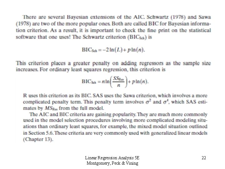 Linear Regression Analysis 5 E Montgomery, Peck & Vining 22 