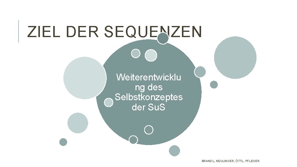 ZIEL DER SEQUENZEN Weiterentwicklu ng des Selbstkonzeptes der Su. S BRANDL, NEULINGER, ÖTTL, PFLEGER