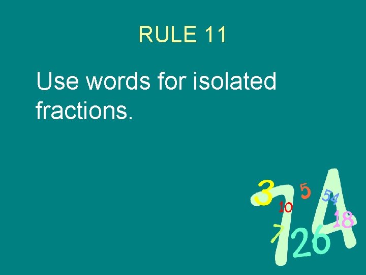 RULE 11 Use words for isolated fractions. 