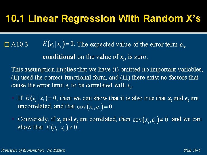 10. 1 Linear Regression With Random X’s � A 10. 3 The expected value