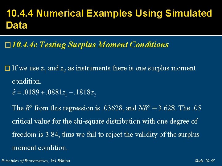 10. 4. 4 Numerical Examples Using Simulated Data � 10. 4. 4 c �
