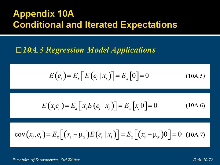 Appendix 10 A Conditional and Iterated Expectations � 10 A. 3 Regression Model Applications