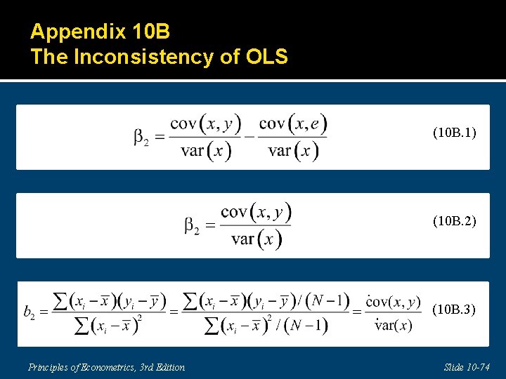 Appendix 10 B The Inconsistency of OLS (10 B. 1) (10 B. 2) (10