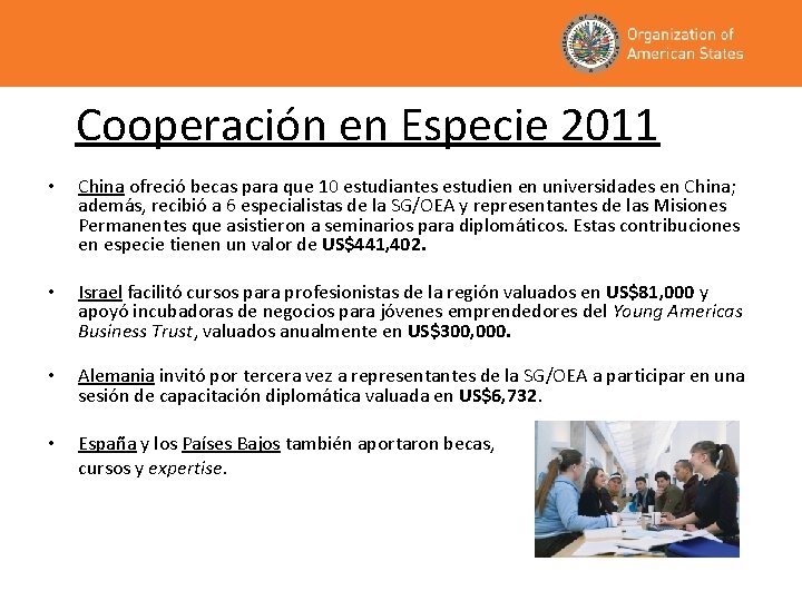 Cooperación en Especie 2011 • China ofreció becas para que 10 estudiantes estudien en