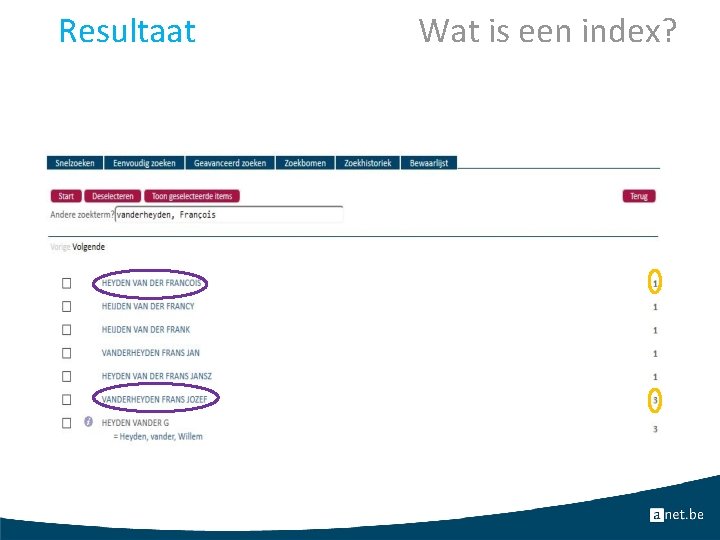 Resultaat Wat is een index? 