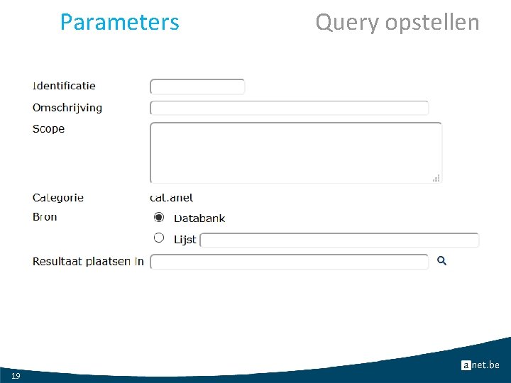 Parameters 19 Query opstellen 