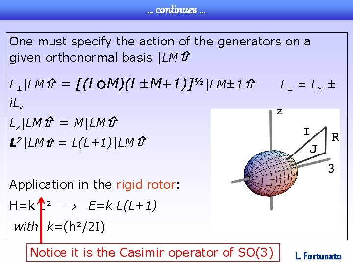 … continues. . . One must specify the action of the generators on a