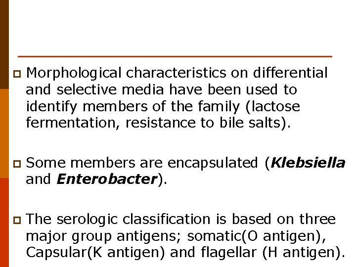 p Morphological characteristics on differential and selective media have been used to identify members