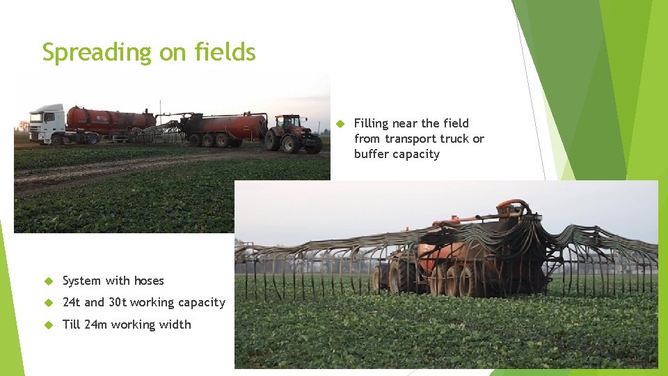Spreading on fields System with hoses 24 t and 30 t working capacity Till