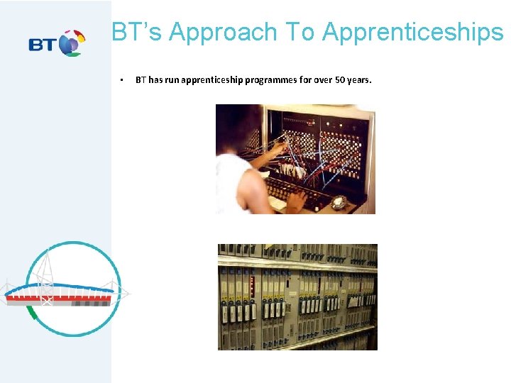 BT’s Approach To Apprenticeships • BT has run apprenticeship programmes for over 50 years.