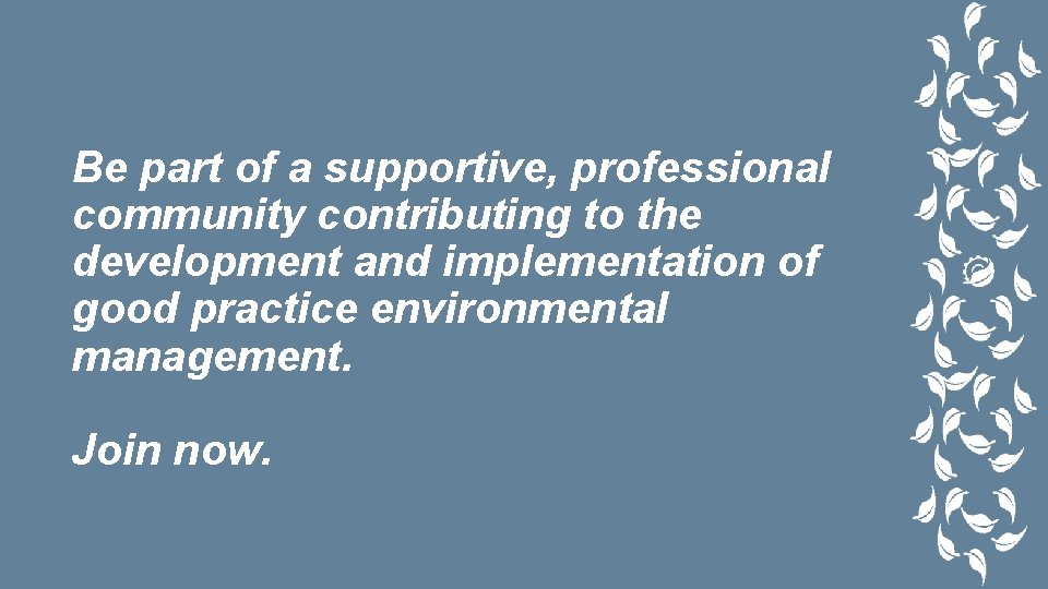 Be part of a supportive, professional community contributing to the development and implementation of