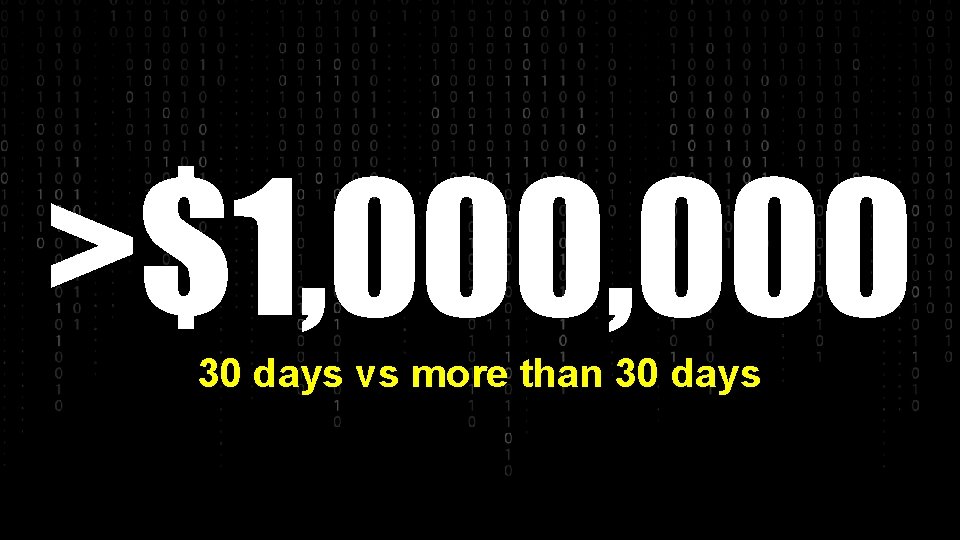 >$1, 000 30 days vs more than 30 days 