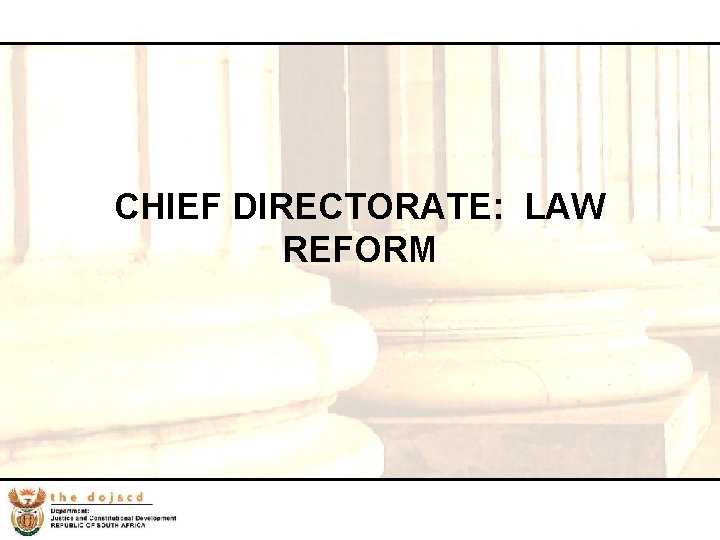 CHIEF DIRECTORATE: LAW REFORM 