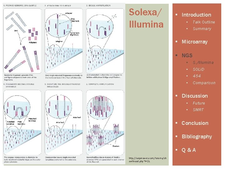 Solexa/ Illumina § Introduction • • Talk Outline Summary § Microarray § NGS •