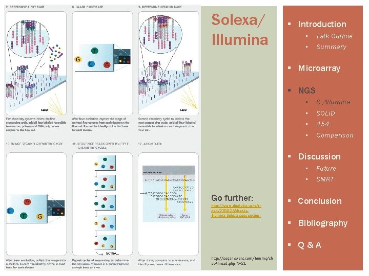 Solexa/ Illumina § Introduction • • Talk Outline Summary § Microarray § NGS •
