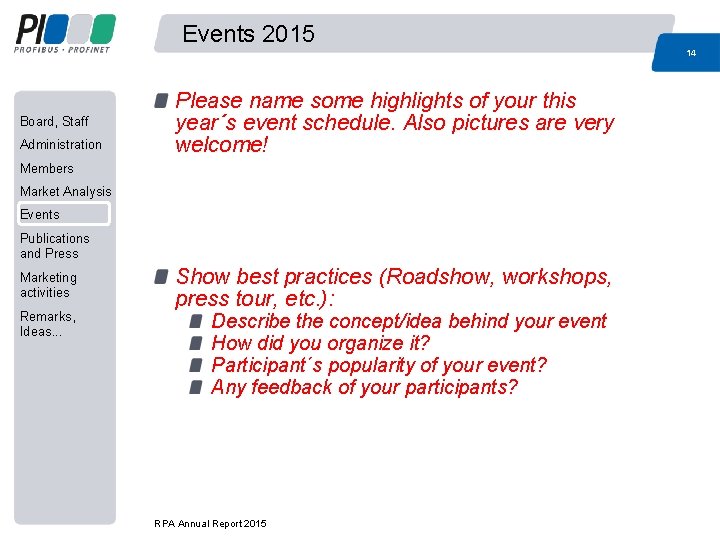 Events 2015 14 Board, Staff Administration Please name some highlights of your this year´s Events 2015 14 Board, Staff Administration Please name some highlights of your this year´s