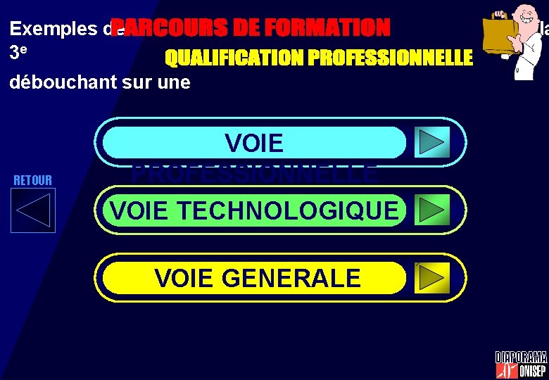 Exemples de 3 e après la débouchant sur une RETOUR VOIE PROFESSIONNELLE VOIE TECHNOLOGIQUE