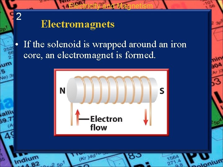 Electricity and Magnetism 2 Electromagnets • If the solenoid is wrapped around an iron