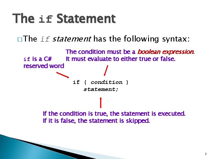 The if Statement � The if statement has the following syntax: if is a The if Statement � The if statement has the following syntax: if is a