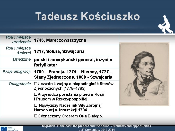 Tadeusz Kościuszko Rok i miejsce urodzenia 1746, Mareczowszczyzna Rok i miejsce śmierci 1817, Solura,