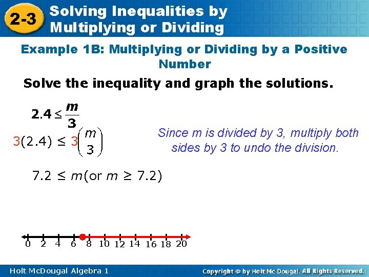 Solving Inequalities by 2 3 Multiplying or Dividing