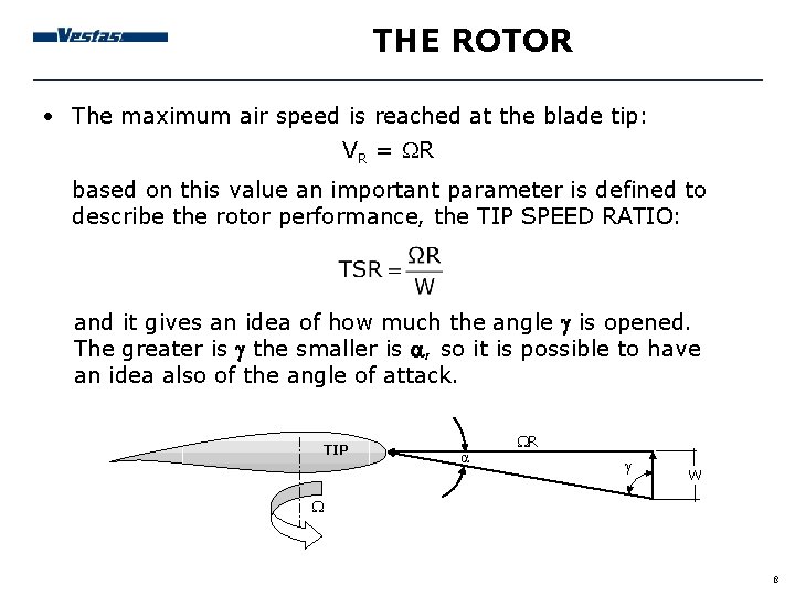 THE ROTOR • The maximum air speed is reached at the blade tip: VR