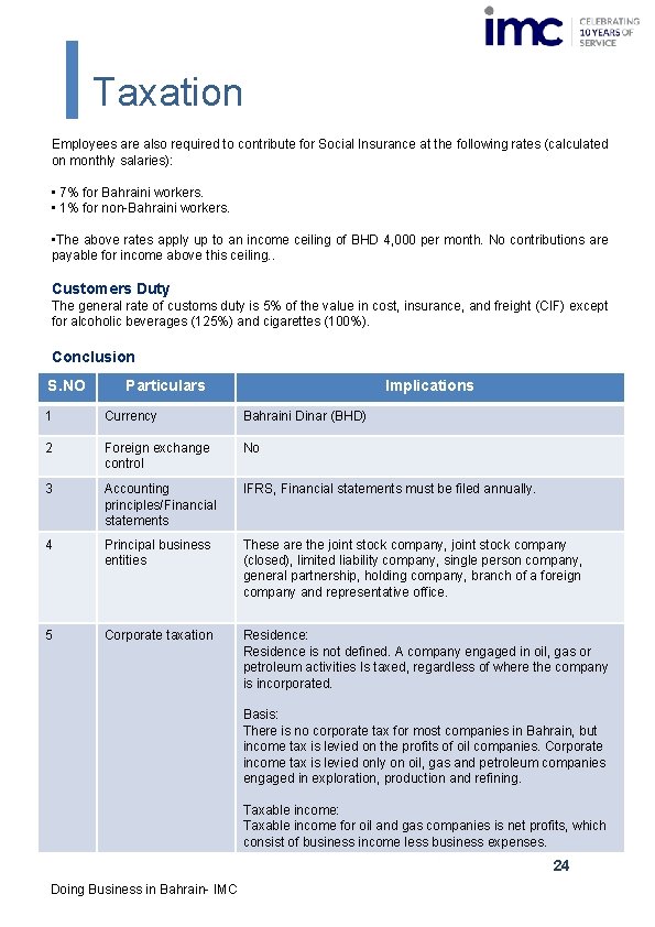 Taxation Employees are also required to contribute for Social Insurance at the following rates