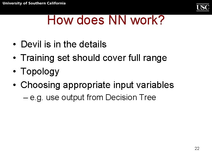 How does NN work? • • Devil is in the details Training set should How does NN work? • • Devil is in the details Training set should