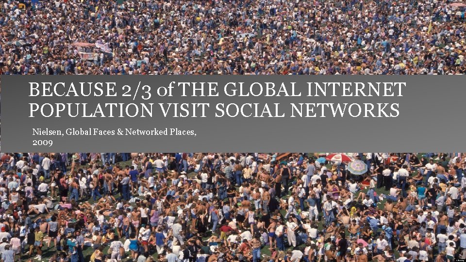 BECAUSE 2/3 of THE GLOBAL INTERNET POPULATION VISIT SOCIAL NETWORKS Nielsen, Global Faces &