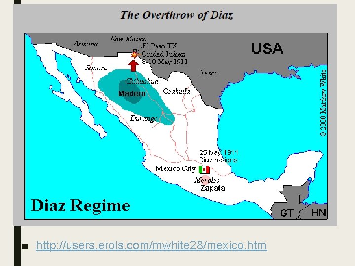 Overthrow of Diaz ■ http: //users. erols. com/mwhite 28/mexico. htm 