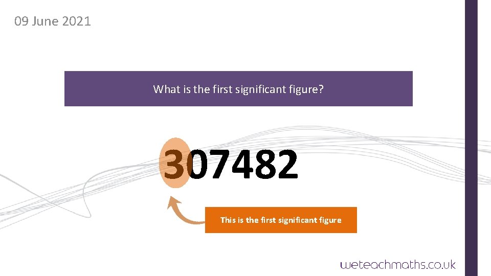 09 June 2021 What is the first significant figure? 307482 This is the first