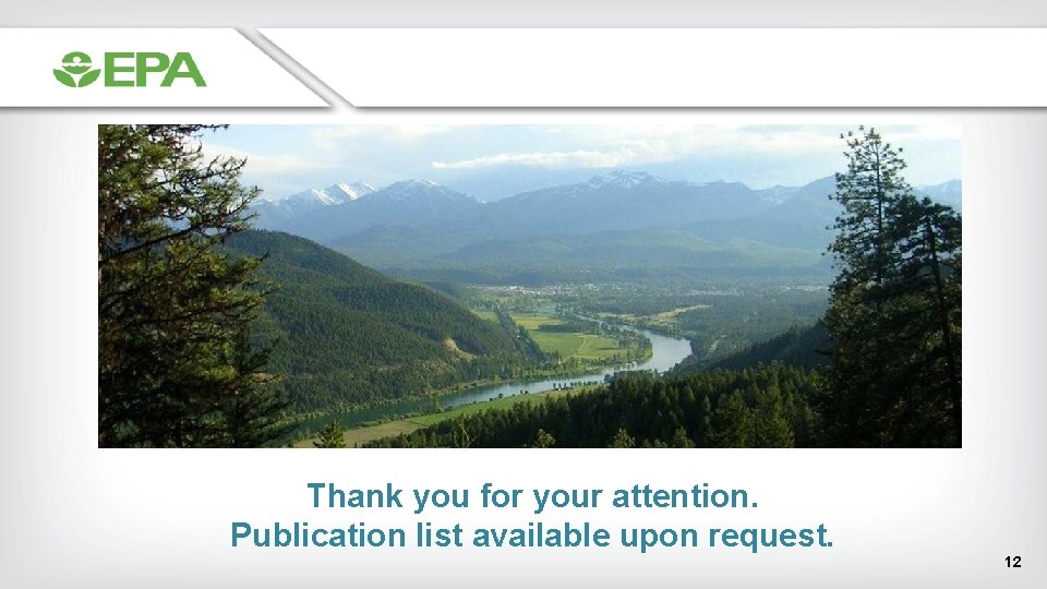 Thank you for your attention. Publication list available upon request. 12 