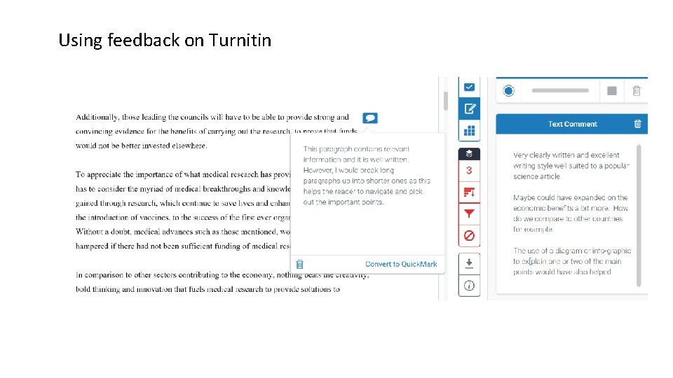Using feedback on Turnitin 