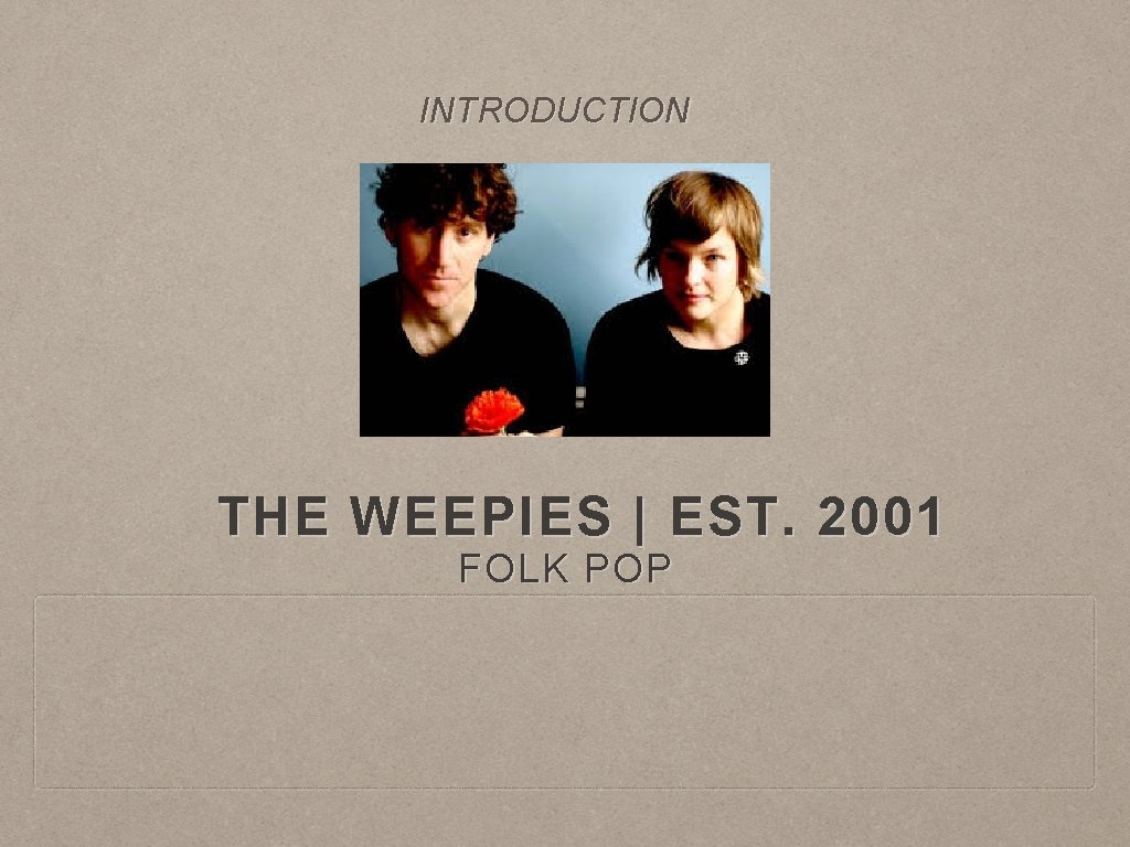 INTRODUCTION THE WEEPIES | EST. 2001 FOLK POP 