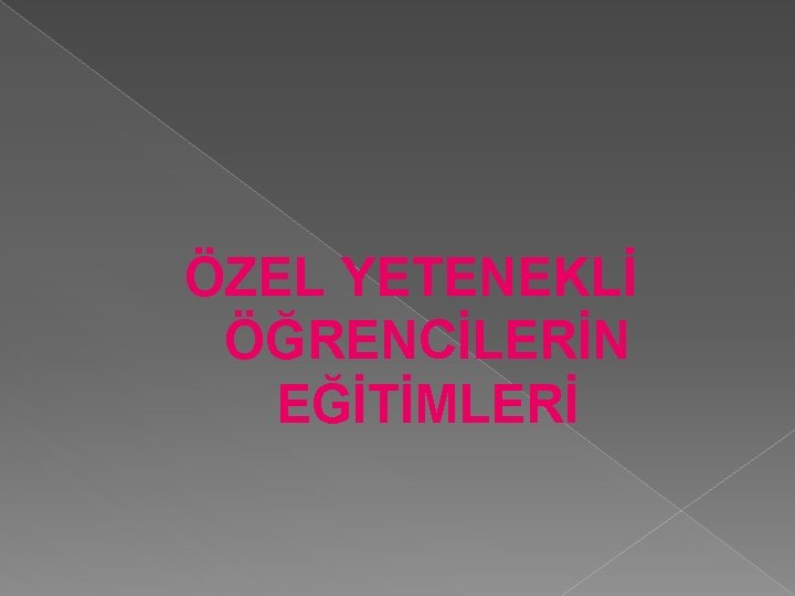 ÖZEL YETENEKLİ ÖĞRENCİLERİN EĞİTİMLERİ 