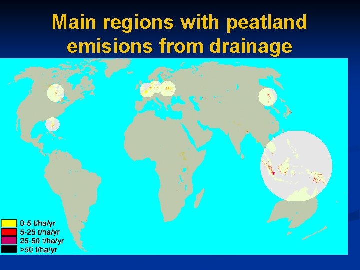 Main regions with peatland emisions from drainage 