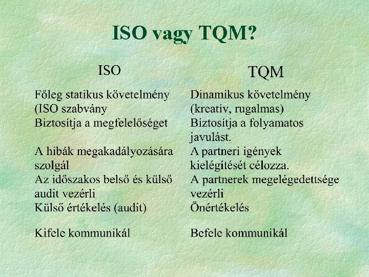 ISO vagy TQM? 