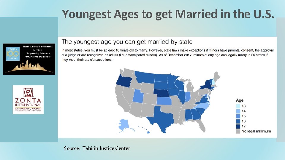 Youngest Ages to get Married in the U. S. Source: Tahirih Justice Center 