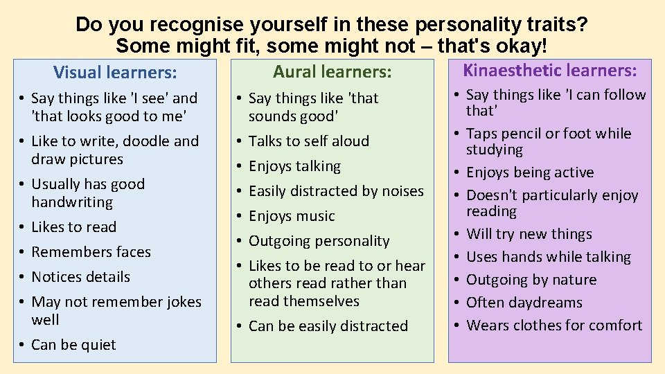 Do you recognise yourself in these personality traits? Some might fit, some might not