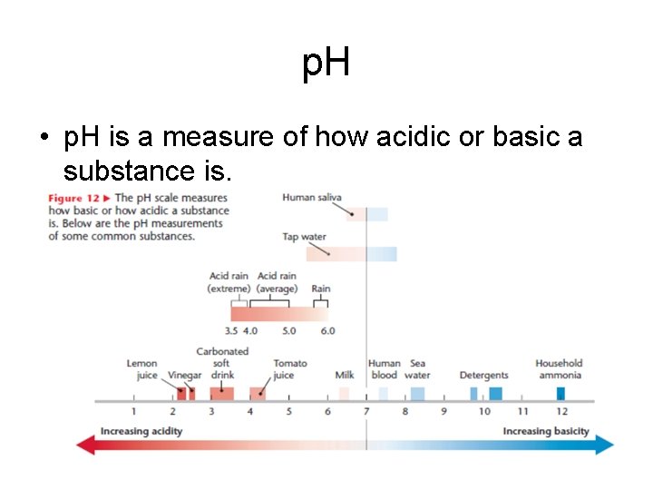 p. H • p. H is a measure of how acidic or basic a