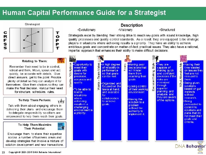 Human Capital Performance Guide for a Strategist 23 Copyright 2001 -2015 DNA Behavior International