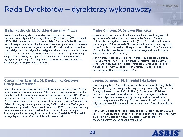 Rada Dyrektorów – dyrektorzy wykonawczy IBDINGWar OPX 20070976. 8 6/9/2021 3: 19 PM Siarhei