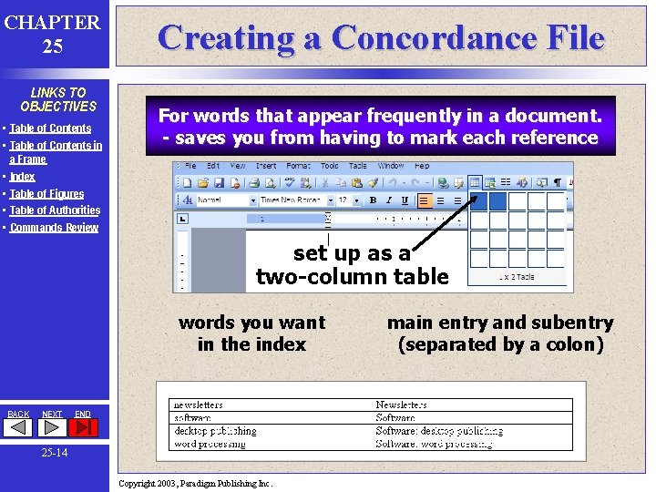 CHAPTER 25 LINKS TO OBJECTIVES • Table of Contents in a Frame • Index CHAPTER 25 LINKS TO OBJECTIVES • Table of Contents in a Frame • Index