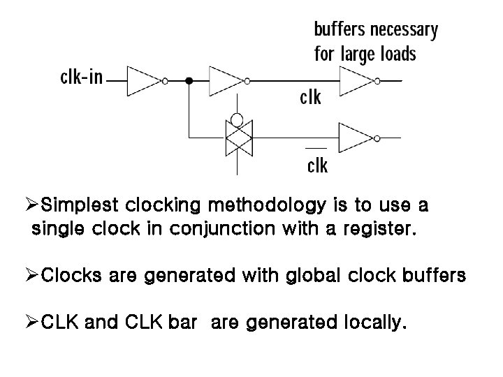 ØSimplest clocking methodology is to use a single clock in conjunction with a register.