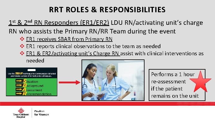 RRT ROLES & RESPONSIBILITIES 1 st & 2 nd RN Responders (ER 1/ER 2)