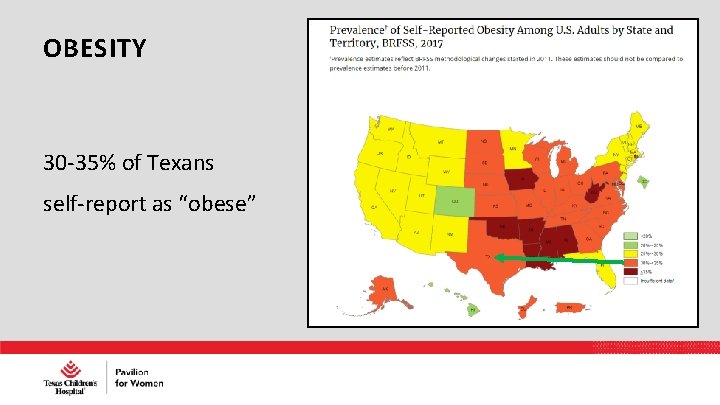 OBESITY 30 -35% of Texans self-report as “obese” 