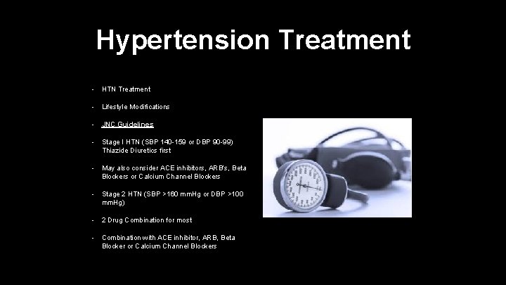 Hypertension Treatment • HTN Treatment • Lifestyle Modifications • JNC Guidelines • Stage I