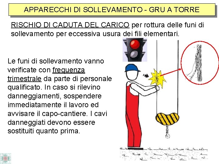 APPARECCHI DI SOLLEVAMENTO - GRU A TORRE RISCHIO DI CADUTA DEL CARICO per rottura